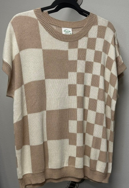 Checkered Sweater Top