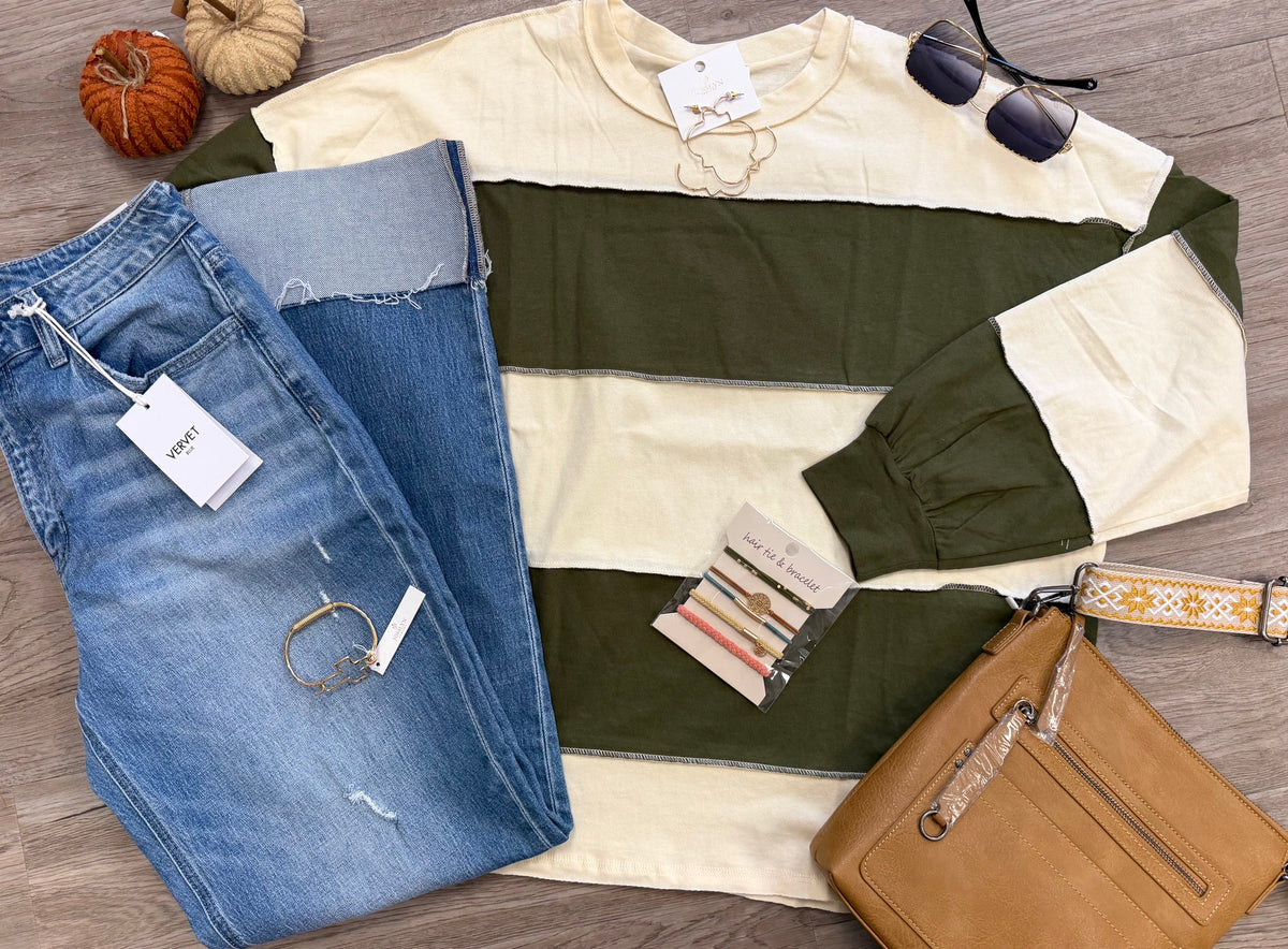 Color Block Long Sleeve Pullover