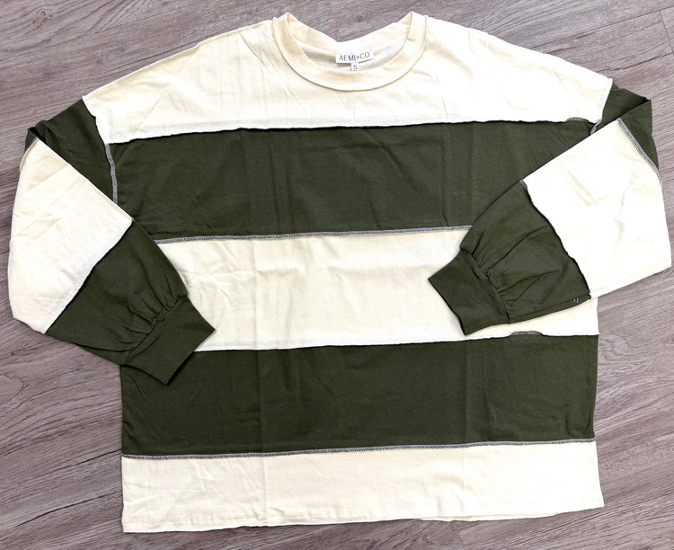 Color Block Long Sleeve Pullover